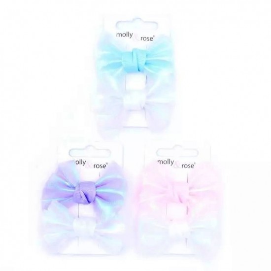 Shiny Fabric Bow Clips 5cm (6ct) (ACC8570) RRP £2.49
