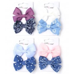 Pair of 4.5cm Fabric Bow Clips (ACC8771) (4ct) RRP £2.49