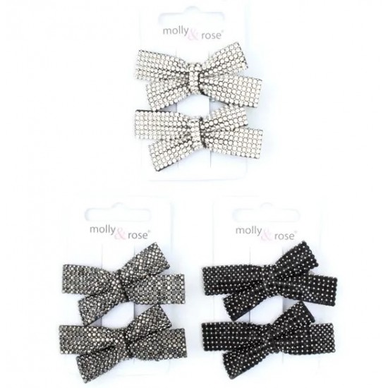 Diamante Bow Clips 2-piece Set (9129) (3ct) RRP £4.99