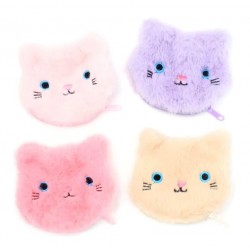Fluffy Cat Face Purses with Zip (9081) (8ct) RRP £1.99