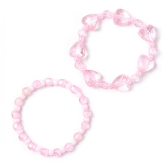 Pink Beaded Bracelets - Set of 2 (ACC2029) (6ct) RRP £2.99