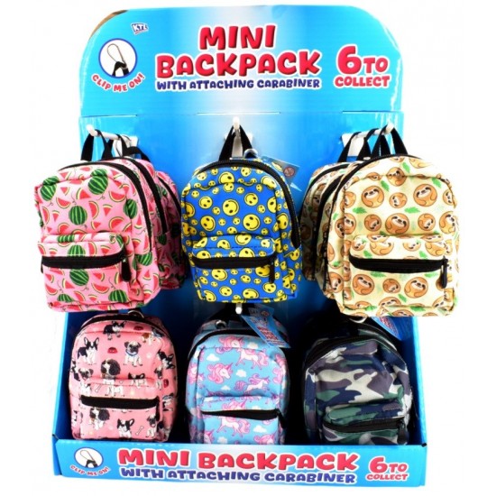 Mini Backpacks with Clip on Hooked CDU (36ct) RRP £4.99 Mini Backpacks with Clip on Hooked CDU (36ct) RRP £4.99
