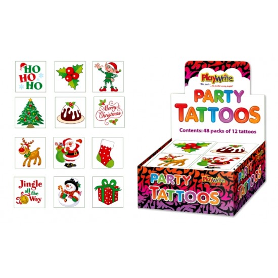 Party Tattoos 12-piece Christmas Assortment (48ct) RRP 25p