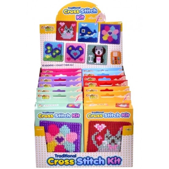 Cross Stitch Kit 6 Assorted Colours (12ct) RRP £1.99
