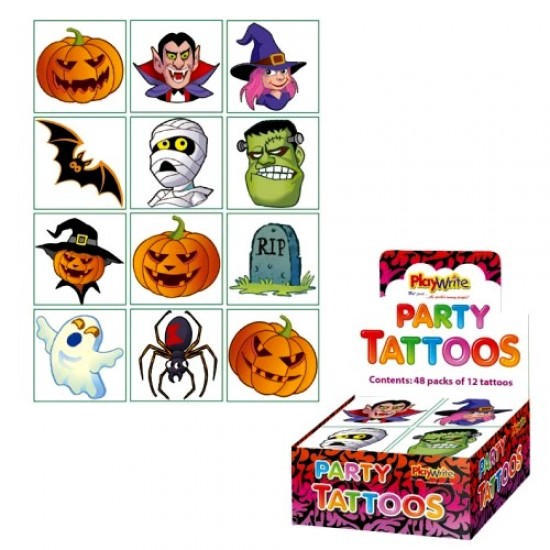 Party Tattoos 12-piece Halloween Assortment (48ct) RRP 25p Party Tattoos 12-piece Halloween Assortment (48ct) RRP 25p