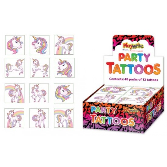Party Tattoos 12-piece Unicorn Assortment (48ct) RRP 25p Party Tattoos 12-piece Unicorn Assortment (48ct) RRP 25p