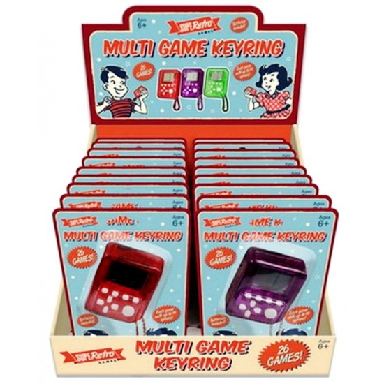 Multi Retro Game Keyring - 3 assorted (18ct) RRP £3.49
