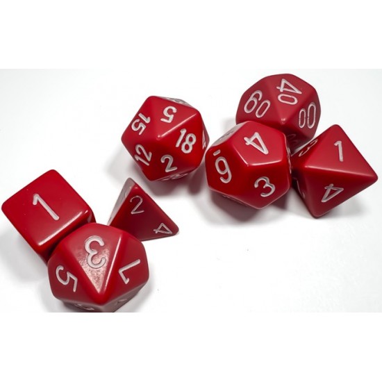 Dice Set Red & White 7-piece Opaque Polyhedral RRP £4.99