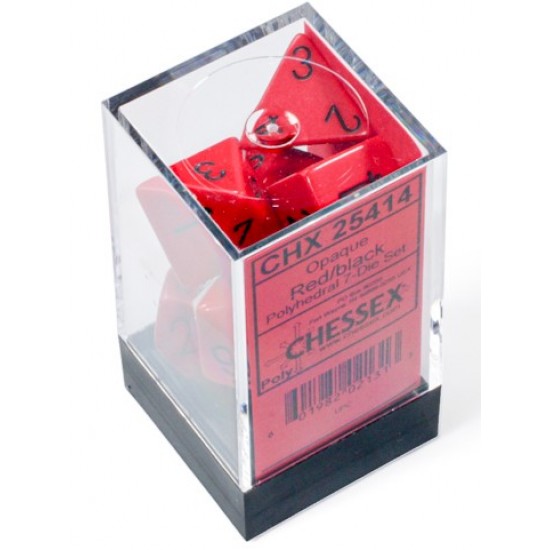 Dice Set Red & Black 7-piece Opaque Polyhedral RRP £4.99