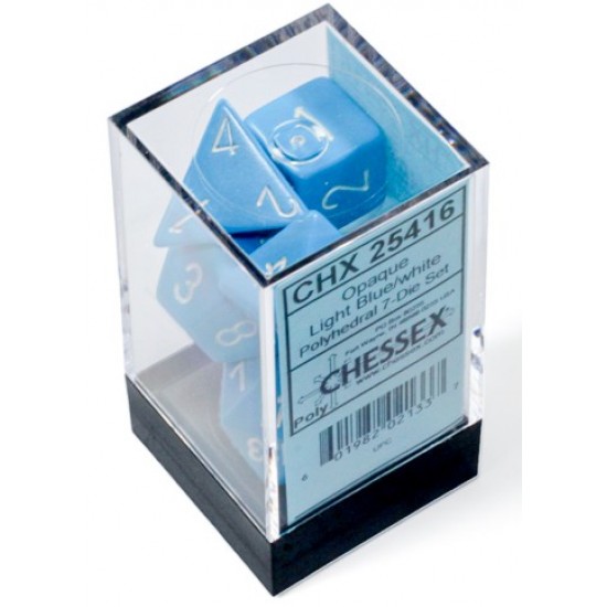 Dice Set Light Blue 7-piece Opaque Polyhedral RRP £4.99
