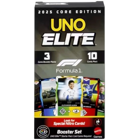 UNO Elite Formula 1 2025 Core Edition Booster Set (9ct) RRP £6.49 UNO Elite Formula 1 2025 Core Edition Booster Set (9ct) RRP £6.49