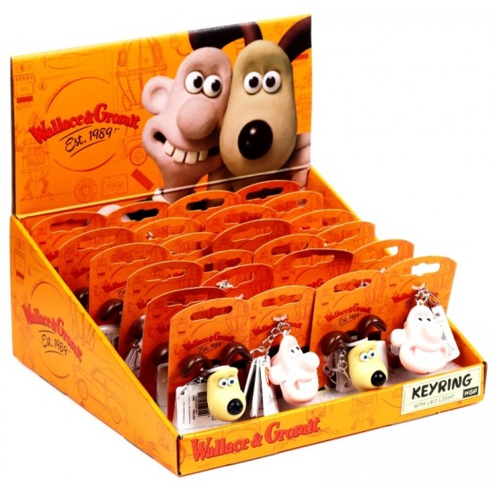 Wallace & Gromit 3D Keyrings with LED Light (24ct) RRP £3.99 Wallace & Gromit 3D Keyrings with LED Light (24ct) RRP £3.99