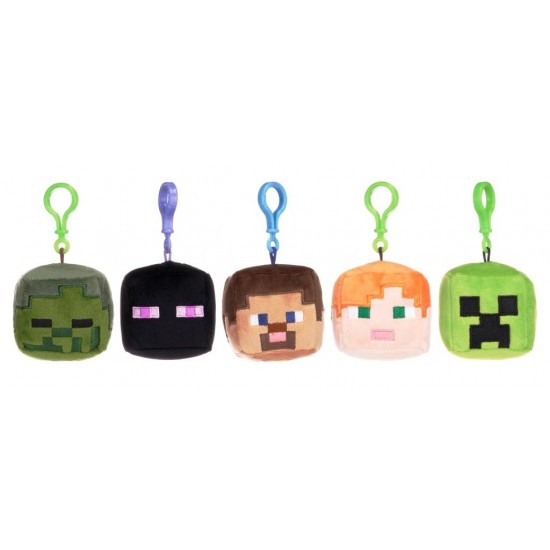 Minecraft 6cm Plush Head Bag Clips (15ct) RRP £4.99