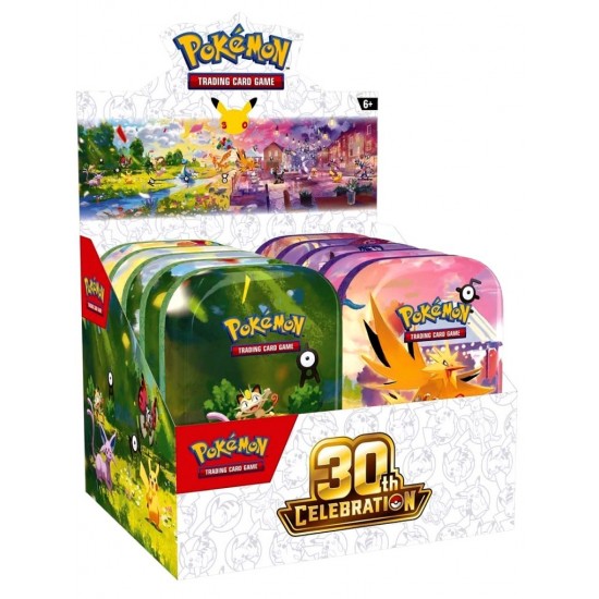 Pokemon 30th Celebration Mini Tin CDU (10ct) RRP £12.99 - RELEASE DATE: OCTOBER 23, 2026 (UNAVAILABLE TO PRE-ORDER & SUBJECT TO PURCHASING CONDITIONS)