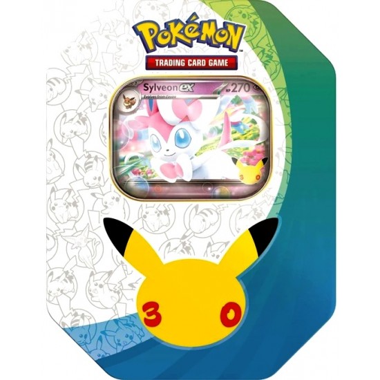Pokemon 30th Celebration Sylveon ex Tin (6ct) RRP £21.99 - RELEASE DATE: SEPTEMBER 16, 2026 (UNAVAILABLE TO PRE-ORDER & SUBJECT TO PURCHASING CONDITIONS)