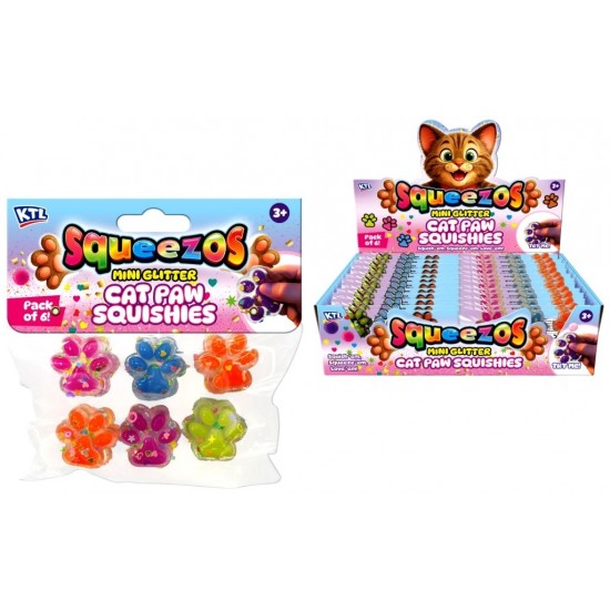 Cat Paw 6-pack Mini Glitter Squishy (24ct) RRP £1.99