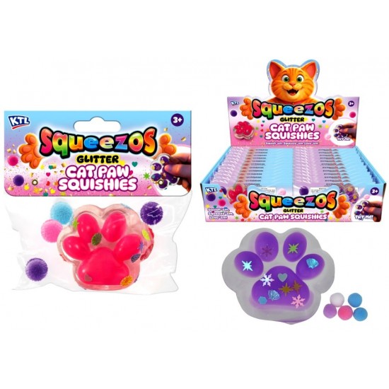 Cat Paw Glitter Squishy with Bobbles (24ct) RRP £1.99