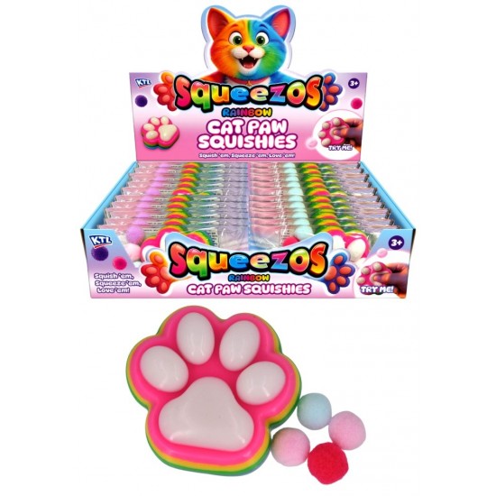 Cat Paw Rainbow Taba Squishy with Bobbles (16ct) RRP £1.99