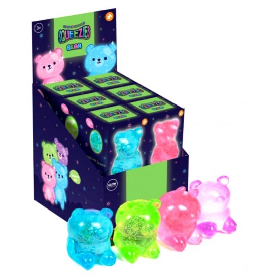 Bear Glow-in-the-Dark Maltose Squishy (12ct) RRP £3.99 - MAXIMUM ONE DISPLAY PER CUSTOMER