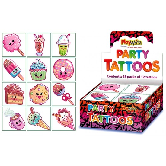 Party Tattoos 12-piece Sweet Treats Assortment (48ct) RRP 25p