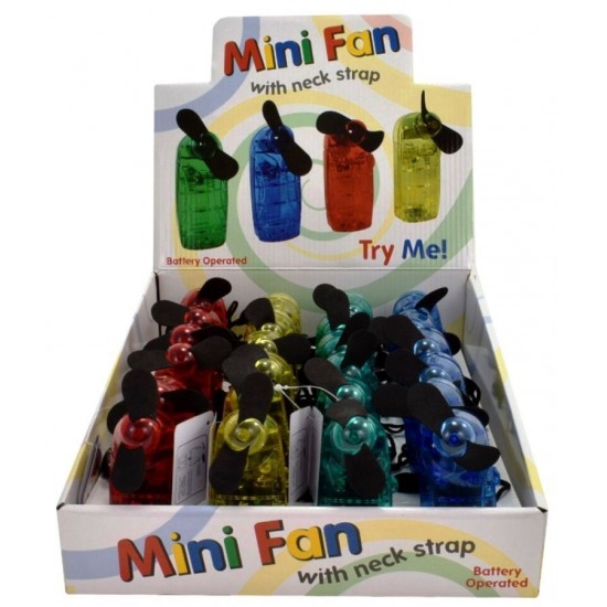 Mini Fan with Neck Strap - Battery Powered (24ct) RRP £2.49