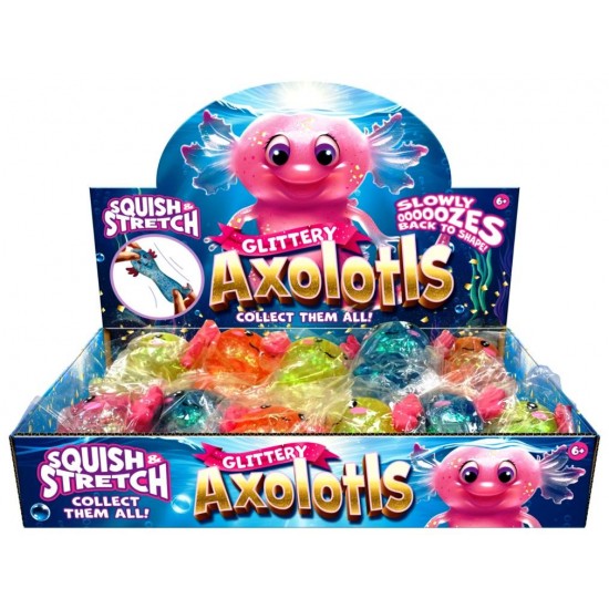 Axolotl Glitter Squishies (12ct) RRP £1.99 - AVAILABLE FROM JUNE 2024