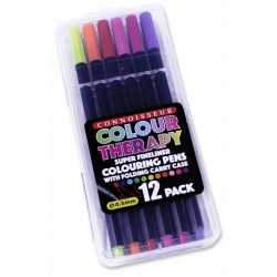 Colour Therapy 12-piece Super Fineliner Pens in Folding Carry Case (24ct) RRP £2.99